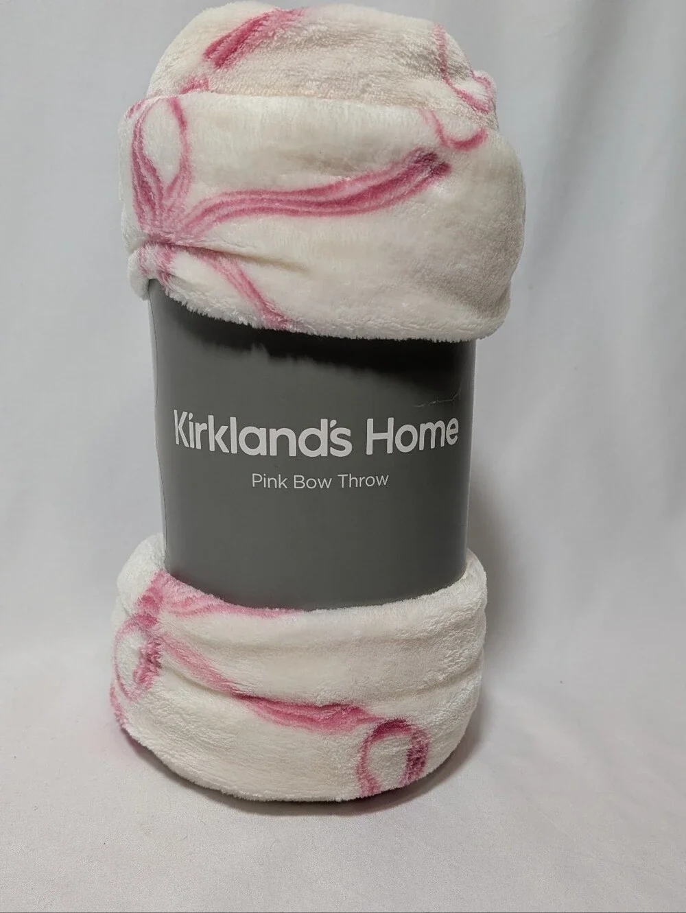 Kirkland’s Home Pink Bow Plush Throw Blanket Coquette